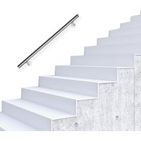 VINGO Edelstahl Handlauf Geländer matt, runde Treppe, innen und außen, Ø 42 mm, Treppengeländer mit Bügel, silber 50 cm - Argent von VINGO