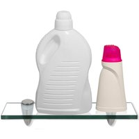 Glasablage Glasregal ideal für Bad, Dusche und zur modernen Dekoration mit Halterung aus Edelstahl 8 mm 30x10 cm Klarglas - Transparent - Vingo von VINGO