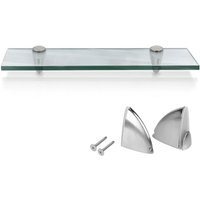 Vingo - Glasregal Wandregale mit Halterung Glasboden Badregal Bad Ablage Glasablage Regal Glas Badablage Glasscheibe Halterung Regale Klarglas von VINGO