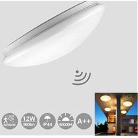 Led Deckenlampe mit Bewegungsmelder Deckenleuchte mit Tageslichtsensor Warmweiss 12W 960 Lumen 24 cm für Kellerräume Flure Eingangsbereiche von VINGO