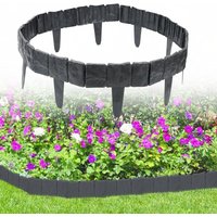 VINGO Rasenkante Steinoptik Beeteinfassung Beetbegrenzung T-Formig Beetumrandung kunststoff für Garten, Wiese 2,5m Anthrazit von VINGO