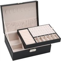 SchmuckkästchenMultifunktions- PU-Leder-Schatulle Doppelschicht Schmuck-Organizer mit großer Kapazität Aufbewahrungsbox für Ringe Ohrringe von VINGO