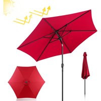 VINGO Sonnenschirm Ø270 cm Rot beidseitig um 30° knickbar UV-beständig Terrassenschirm Ampelschirm Marktschirm Strandschirm von VINGO