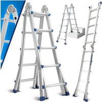 VINGO Teleskopleiter Alu Leichtgewicht 4x5 Ebene Silber multifunktion Multifunktionsleiter Mehrzweckleiter Ausziehbare aus Hochwertigem Aluminium VINGO Teleskopleiter Alu Leichtgewicht 4x5 Ebene Silber multifunktion Multifunktionsleiter Mehrzweckleiter Ausziehbare aus Hochwertigem Aluminium von VINGO