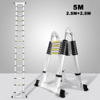 VINGO Teleskopleiter Silber Aluminium Klappbar Multifunktionsleiter Anlegeleiter 2.5M+2.5M Mehrzweckleiter Fingerklemmschutz Auszeihleiter Klappbar VINGO Teleskopleiter Silber Aluminium Klappbar Multifunktionsleiter Anlegeleiter 2.5M+2.5M Mehrzweckleiter Fingerklemmschutz Auszeihleiter Klappbar von VINGO