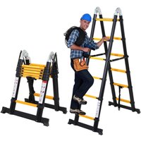 VINGO Teleskopleiter schwarz Aluminium Klappbar Multifunktionsleiter Anlegeleiter 1.9M+1.9M Mehrzweckleiter Fingerklemmschutz Auszeihleiter Klappbar VINGO Teleskopleiter schwarz Aluminium Klappbar Multifunktionsleiter Anlegeleiter 1.9M+1.9M Mehrzweckleiter Fingerklemmschutz Auszeihleiter Klappbar von VINGO