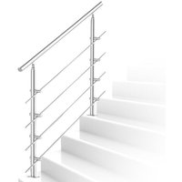 Swanew Treppengeländer 80cm 5 Querstreben Edelstahl Geländer und Handläufe Balkongeländer Aufmontage Treppe Brüstung Balkon Pflegeleicht Innen und von VINGO