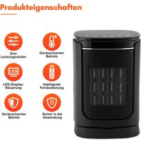 1500W Keramik Heizlüfter mit Fernbedienung, Elektrisch Heizung Thermostat - Schwarz von VINGO