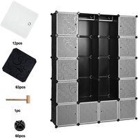 Vingo - swanew 20 Würfel Regalsystem Kleiderschrank Schwarz Kunststoff Garderobenschrank diy einfach zu montieren offener Garderobe von VINGO