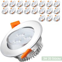 Swanew 20X 3W Warmweiß led Einbaustrahler Deckenstrahler Einbauleuchten Decke led Deckenspots Spots Deckenleuchte Einbauspots Einbauleuchten für das von VINGO