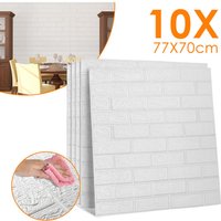 Vingo - 3D Tapete Wandverkleidung 10 tlg Selbstklebend - 77 x 70cm Steinoptik Ziegel Tapete Moderne Wasserdicht Wandaufkleber für Wohnzimmer, von VINGO