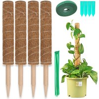4 Stück 40cm Pflanzstab Kokos Moosstab Rankhilfe für Garten Kletterpflanze Zimmerpflanzen Pflanzenunterstützung Kokosstab Verlängerung - Vingo von VINGO