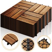 5m² Holzfliesen Mosaik Akazienholz Fliese 44 Stück 30x30 cm Balkonfliesen Gartenfliesen Terrassenfliesen für Garten Terrasse Balkon - Braun - Vingo von VINGO