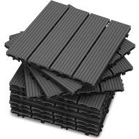 Dalle de terrasse Dalles en bois composite wpc 30 x 30 cm Dalles clipsables jardin extérieur 88x anthracite - Anthracite - Vingo von VINGO