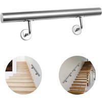 Edelstahl Handlauf Treppengeländer Geländer und Handläufe Wandhandlauf Wand Treppe Wandhalterung Innen & Außen 150 cm - Vingo von VINGO