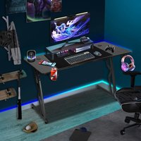 Vingo - swanew Gaming Schreibtisch 140x60cm Gaming Tisch mit Mauspad Computertisch aus Stahl + mdf, ohne led, Z-förmige Vingo - swanew Gaming Schreibtisch 140x60cm Gaming Tisch mit Mauspad Computertisch aus Stahl + mdf, ohne led, Z-förmige von VINGO
