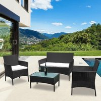 Gartenmöbel Kissen Relax-Lounge Sitzgarnitur Esstisch Ecksofa Sitzgruppe Balkon schwarz - schwarz - Vingo von VINGO