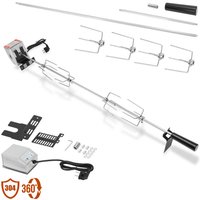 Vingo - Grillspieß Set 117 cm 4X Fleischnadel inkl. Edelstahl mit Motor 220V-240V Drehspieß Rotisserie Drehspiess Grillspieß für Gasgrill von VINGO