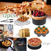 Vingo - swanew Heißluftofen Heißluftfritteuse Fritteuse Backzubehör,Grillzubehör Pizza Pfanne Kuchenfass Pizzapfanne Silikonmatte 12tlg 8 Zubehör von VINGO