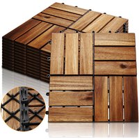 Holzfliesen Akazienholz Balkonfliesen Gartenfliesen Terrassenfliesen, 30x30cm, 1m², 12 Latten, Fliese Leicht verlegbar(11 Stück) - Braun - Vingo von VINGO