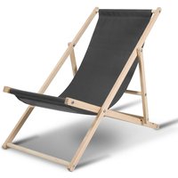 Liegestuhl Strandliegestuhl Relaxliege Selbstmontage Holz Strandstuhl Klappbar Grau 2 Stück - Grau von VINGO