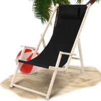 Vingo - Liegestuhl Strandliegestuhl Relaxliege Selbstmontage Holz Strandstuhl Klappbar schwarz Mit Handläufen 2 Stück - schwarz von VINGO