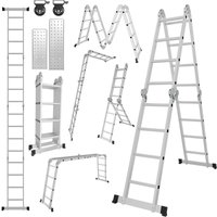 Vingo - Mehrzweckleiter Multifunktionsleiter Klappleiter Teleskopleiter A-Rahmenleiter 4x5 582cm Anlegeleiter Stehleiter Haushaltsleiter Aluleiter von VINGO