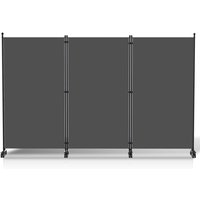 Paravent auf Rollen Outdoor Raumteiler Garten Spanische Wand Trennwand Raumtrenner 3 teilig Anthrazit 263x181 cm - Vingo von VINGO