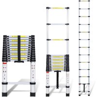 Vingo - Teleskopleiter Alu Leichtgewicht Rutschfester Anlegeleiter 4,4m Silber Multifunktionsleiter Mehrzweckleiter Ausziehbare Leiter 15 Stufe von VINGO