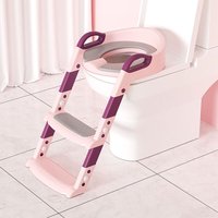 Swanew Toilettentrainer Lerntöpfchen mit Treppe Justierbarer für Kinder Töpfchen Toilettensitz Rutschfest Töpfchentrainer rosa von VINGO