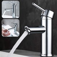 Vingo - Waschtischarmatur Wasserhahn Bad mit Auslauf Badarmatur wassersparend Chrom von VINGO