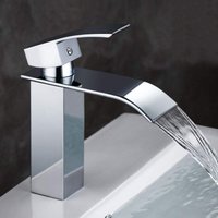 Vingo - Wasserfall Waschtischarmatur Wasserhahn Bad Chrom waschamatur waschbecken Wasserhahn Waschbecken für Badezimmer, Einhandmischer von VINGO