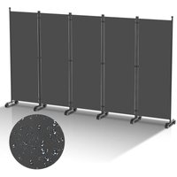 Vingo - swanew Paravent mit Rollen Faltbarer Raumteiler Outdoor Trennwand Garten Sichtschutz Raumtrenner 5 teilig Anthrazit 284x181 cm von VINGO