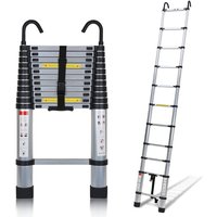 Swanew Teleskopleiter Mit Haken Ausziehleiter bis 150kg Stabil Aluminium Stehleiter Silber 3.2m von VINGO