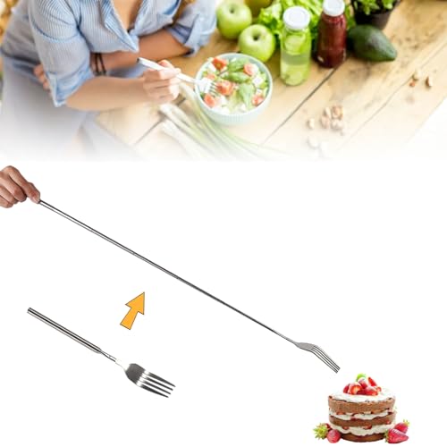 Ausziehbare Gabel, Einziehbare Verlängerte Gabel, Ausziehbare Gabel aus Edelstahl, Teleskopgabel mit 64 Cm Langem Griff, Abendessen, Obst, Dessertgabel, Große Gabeln, Langer von VINGVO