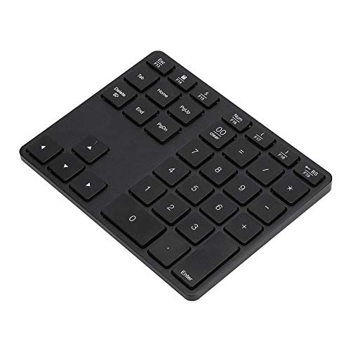 Drahtlose Tastatur, wiederaufladbare numerische Tastatur, Plug & Play 35-Tasten Langlebiges Computerzubehör für die Finanzberechnung Office Home(Black) von VINGVO