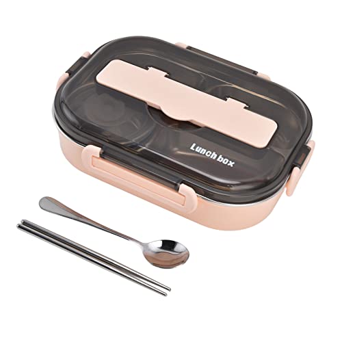 VINGVO Thermo Lunchbox, Lunchbox aus 304 Edelstahl, Kinder Brotdose, Box mit Fächern, Warmhaltebox für Essen, 1.3L Box mit Vier Fächern und Essstäbchen Löffel, für das VINGVO Thermo Lunchbox, Lunchbox aus 304 Edelstahl, Kinder Brotdose, Box mit Fächern, Warmhaltebox für Essen, 1.3L Box mit Vier Fächern und Essstäbchen Löffel, für das von VINGVO