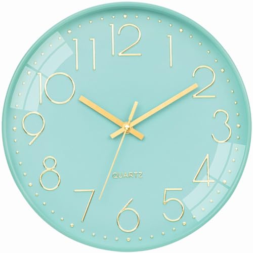 VINILITE Wanduhr Modern ohne Tickgeräusche 30cm Stereoskopische Digitale Quartz Lautlos Wanduhr Batteriebetrieben für Kinderzimmer, Küche, Wohnzimmer, Schlafzimmer, Büro (Gold) von VINILITE