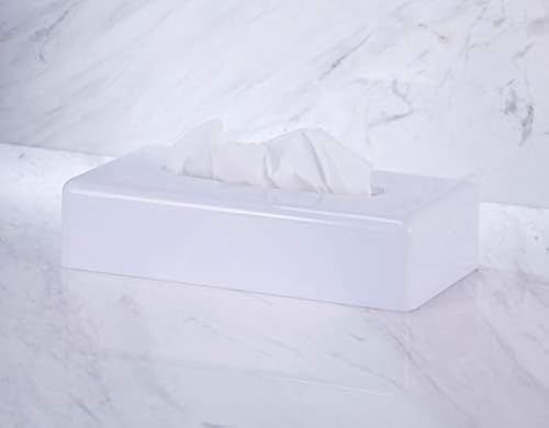 VINN Dunn Tissue Box, Rechteck Gesichts Gewebs Spender Halter Kleenex Flache Serviette Spender für Bad Vanity Countertops (weiß) von VINN DUNN BESPOKE