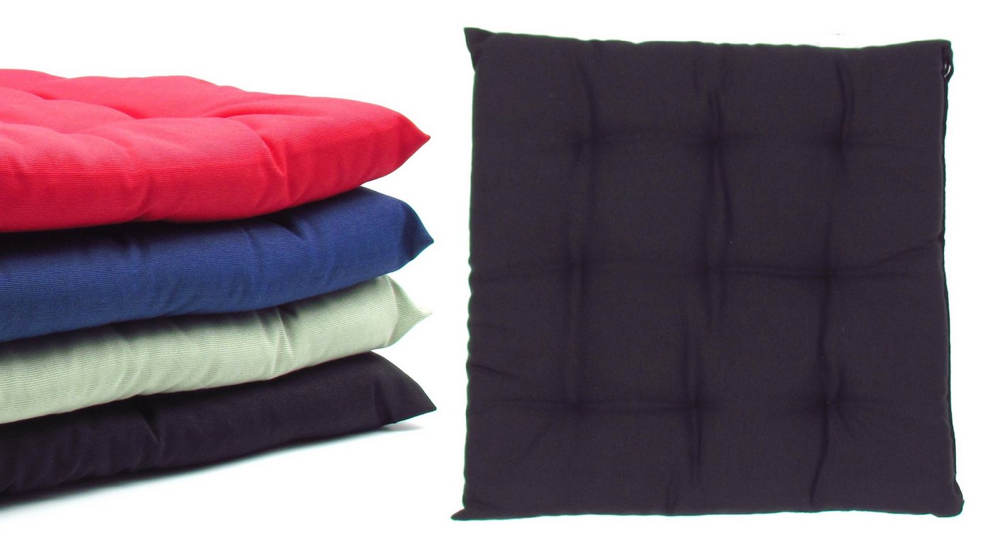 VINNEMEIER GmbH Textil- und Schuhimport Sitzauflage Stuhlauflagen mit 9-Punktesteppung 40x40x5 cm, (2 St., 2er, 4er oder 6er Set), mit Befestigungsbänder für Innen und Außen von VINNEMEIER GmbH Textil- und Schuhimport
