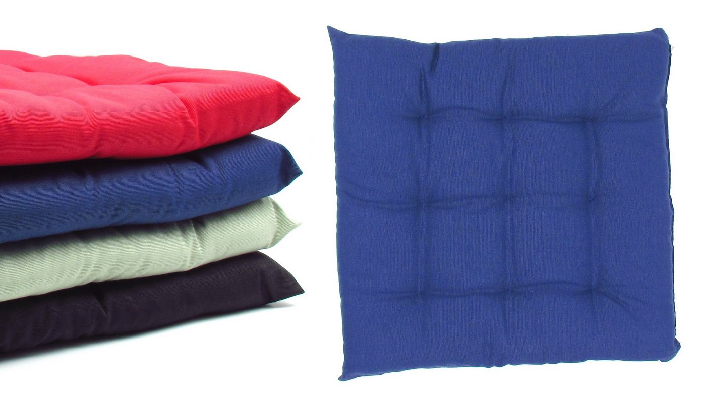 VINNEMEIER GmbH Textil- und Schuhimport Sitzauflage Stuhlauflagen mit 9-Punktesteppung 40x40x5 cm, (2 St., 2er, 4er oder 6er Set), mit Befestigungsbänder für Innen und Außen von VINNEMEIER GmbH Textil- und Schuhimport
