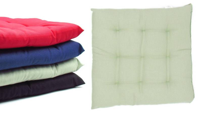 VINNEMEIER GmbH Textil- und Schuhimport Sitzauflage Stuhlauflagen mit 9-Punktesteppung 40x40x5 cm, (2 St., 2er, 4er oder 6er Set), mit Befestigungsbänder für Innen und Außen von VINNEMEIER GmbH Textil- und Schuhimport