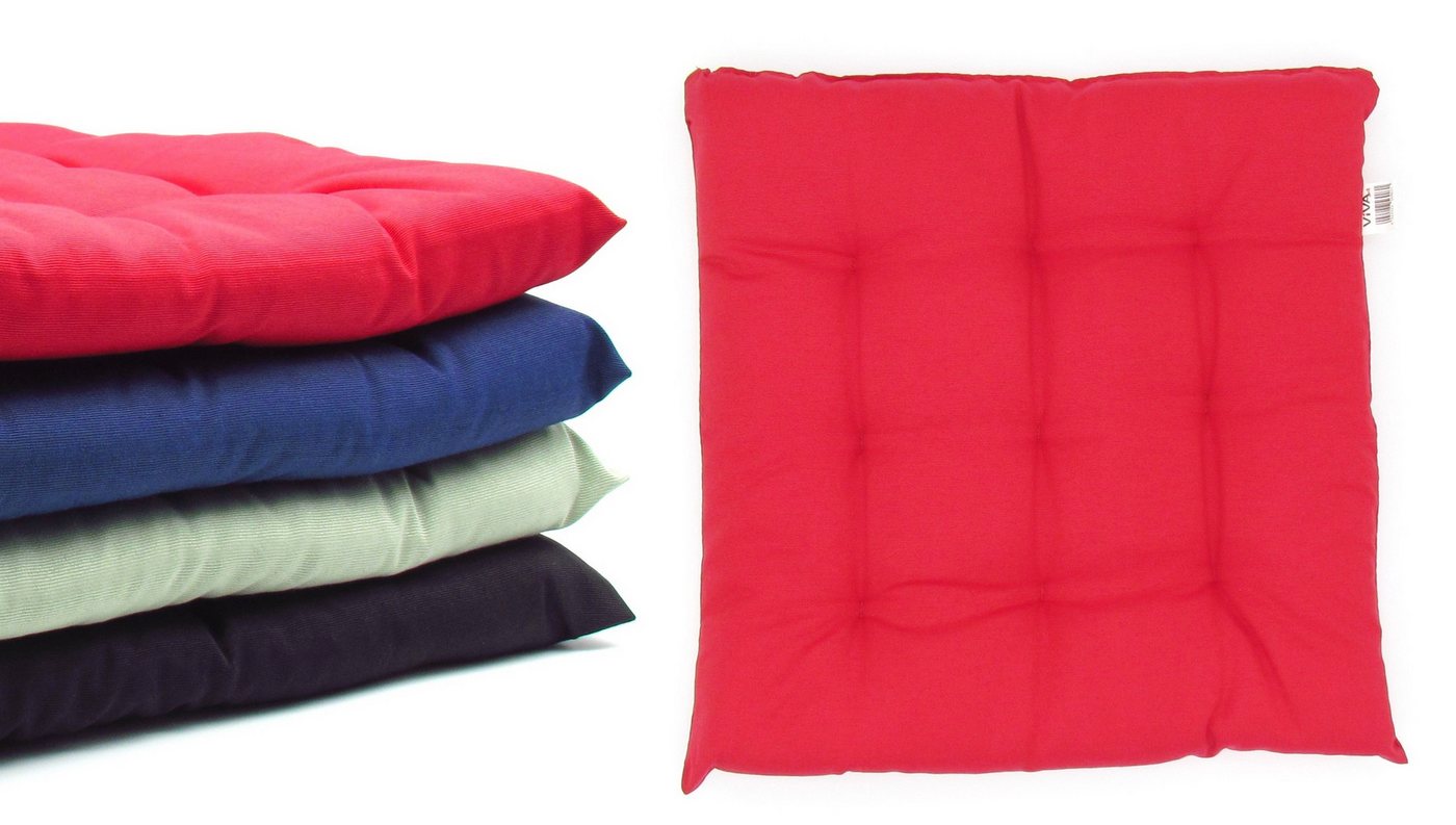 VINNEMEIER GmbH Textil- und Schuhimport Sitzauflage Stuhlauflagen mit 9-Punktesteppung 40x40x5 cm, (2 St., 2er, 4er oder 6er Set), mit Befestigungsbänder für Innen und Außen von VINNEMEIER GmbH Textil- und Schuhimport