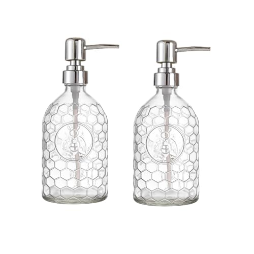 VINPAM-2 Badseifenspender, Badseifenspender Glas, Duschgelflasche, 500ml Waschmittelspender, nachfüllbarer Glasseifenspender mit Pumpe von VINPAM