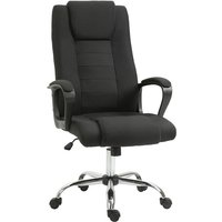 Vinsetto - Bürostuhl Computerstuhl mit Wippenfunktion Kopfstütze ergonomischer Schreibtischstuhl drehbar höhenverstellbar Leinen-Touch Schwarz 62 x von VINSETTO