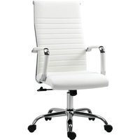 Vinsetto - Bürostuhl ergonomischer Schreibtischstuhl mit Wippfunktion Chefsessel höhenverstellbarer Drehstuhl gepolstert Kunstleder Schaumstoff Weiß von VINSETTO