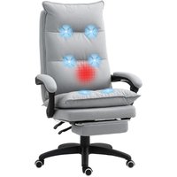 Vinsetto - Bürostuhl mit Massagefunktion, Ergonomisch Schreibtischstuhl mit Liege- & Drehfunktion, Höhenverstellbar Computerstuhl mit Fußstütze, von VINSETTO