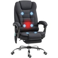 Vinsetto - Bürostuhl mit Massagefunktion, Ergonomisch Schreibtischstuhl mit Liege- & Wärmefunktion, Höhenverstellbar Computerstuhl mit Fußstütze, von VINSETTO