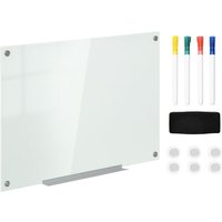 Vinsetto - Glas Whiteboard, Memoboard, Whiteboard, 4 Stifte, 6 Magnete, 1 Schwamm,1 Ablage, Weiß - Weiß von VINSETTO