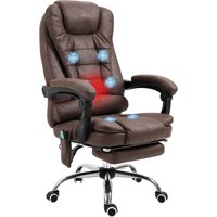 Vinsetto - Bürostuhl mit Massagefunktion, Ergonomisch Schreibtischstuhl mit Liege- & Wärmefunktion, Höhenverstellbar Computerstuhl mit Fußstütze, von VINSETTO